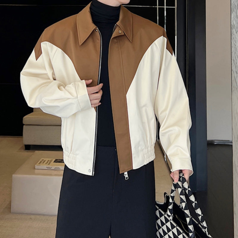 Retro Contrast Lapel Silhouette Jacket