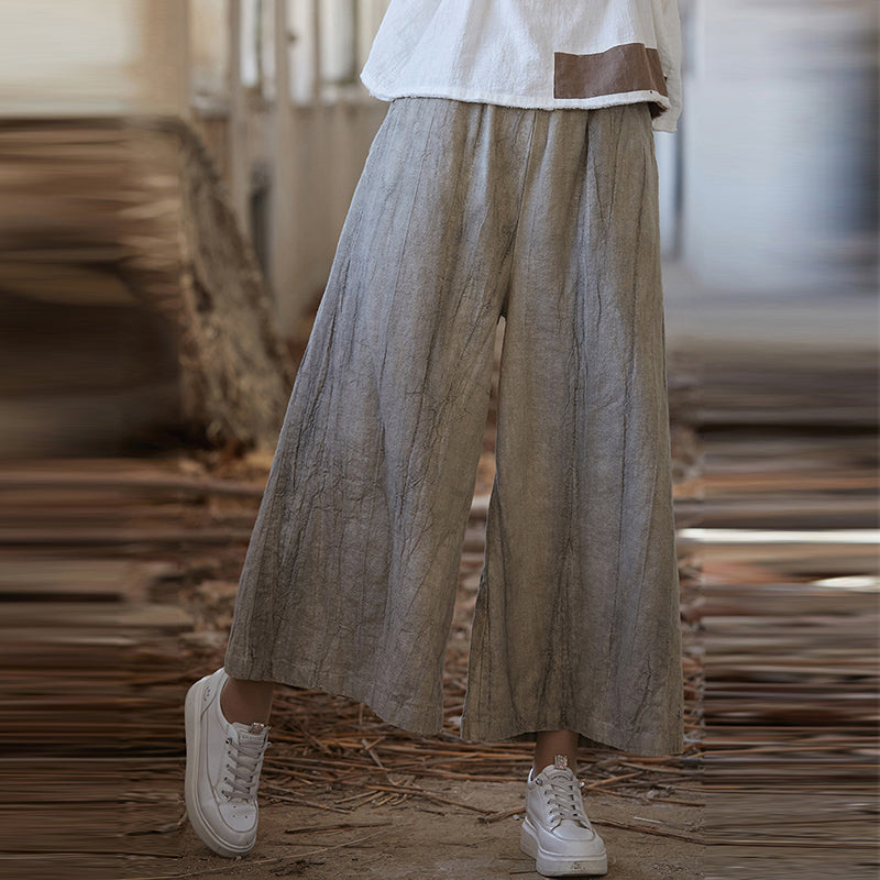 Tie-dyed Elastic Waist Wide-leg Pants