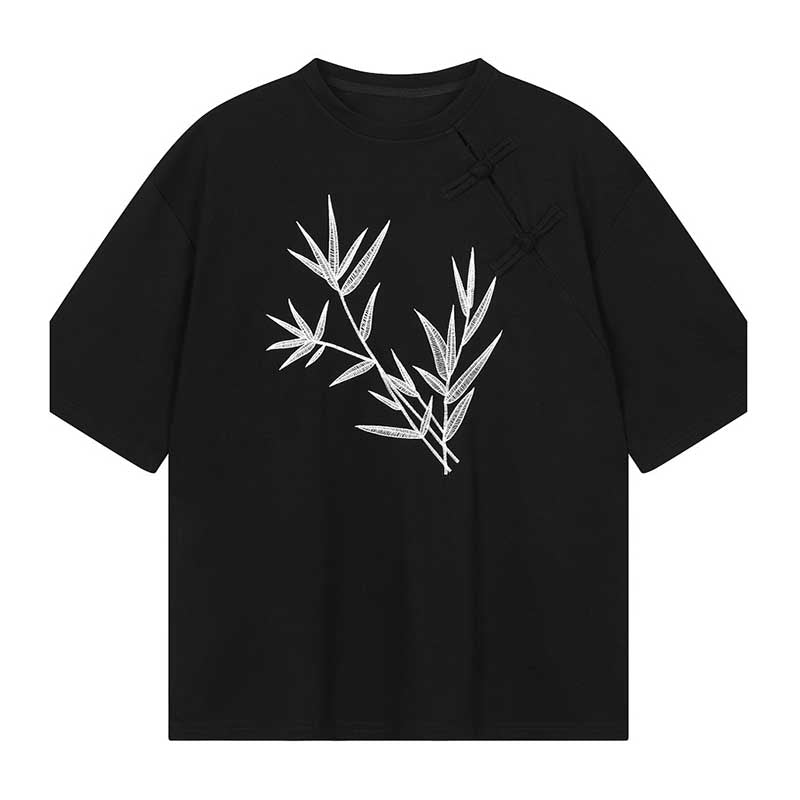 Embroidered Buttoned Casual Loose T-shirt