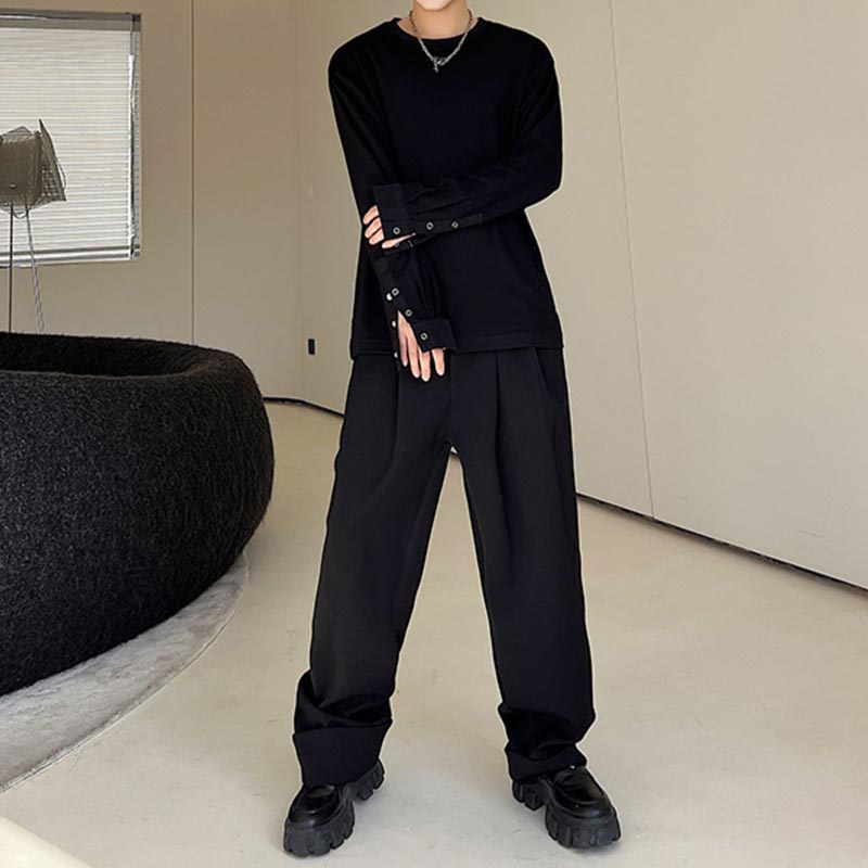 Cuffs Slits Long Sleeve T-Shirts