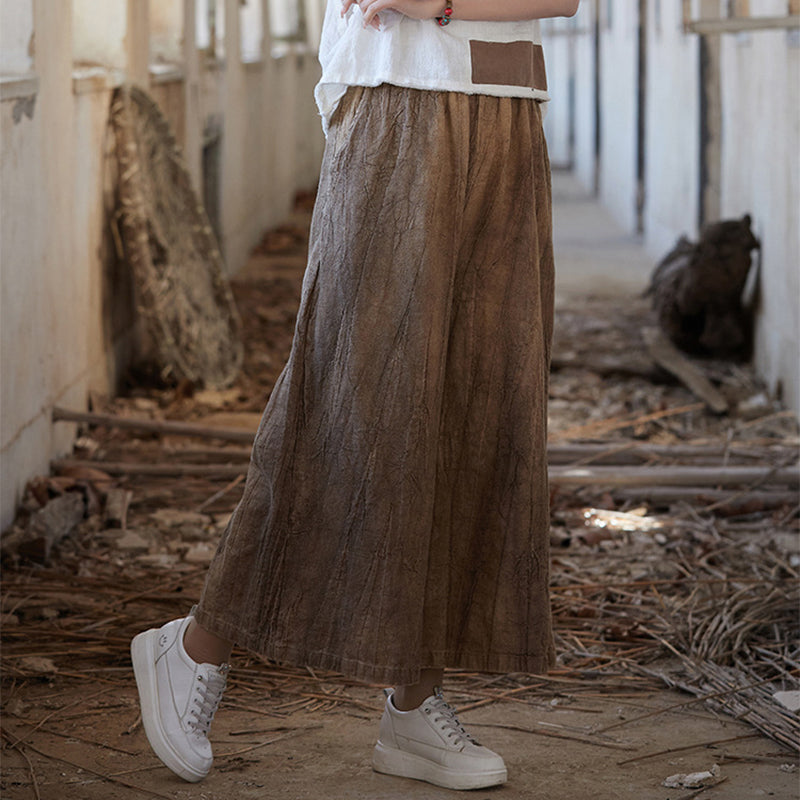 Tie-dyed Elastic Waist Wide-leg Pants