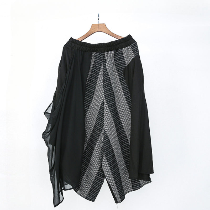 Striped Irregular Wide-leg Pants
