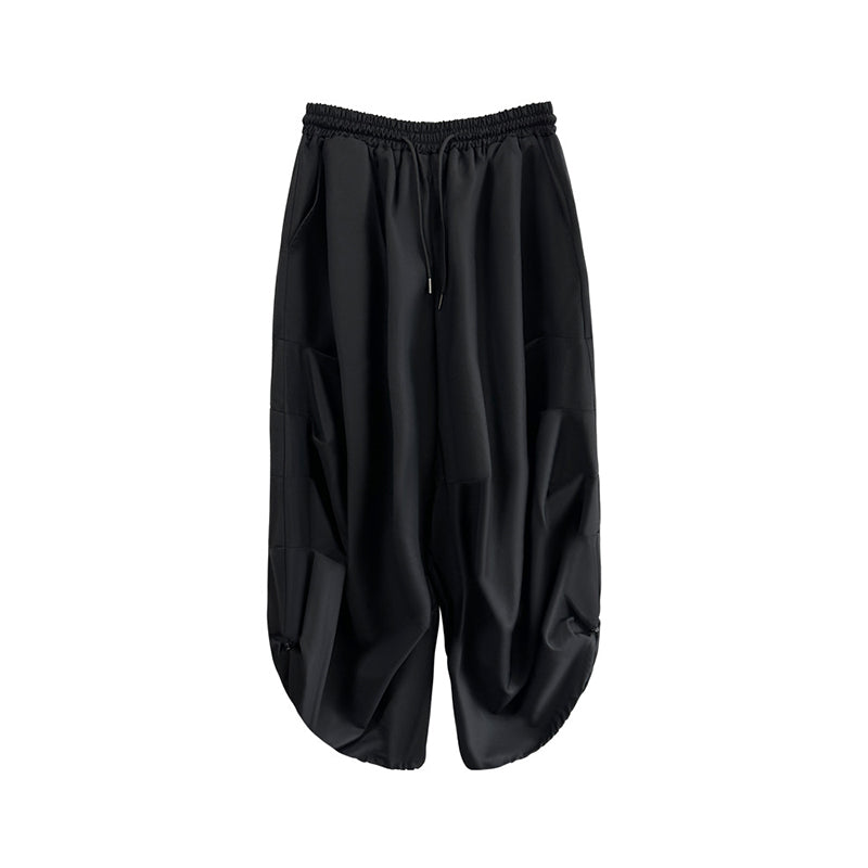 Draped Cropped Pleated Cropped Trousers