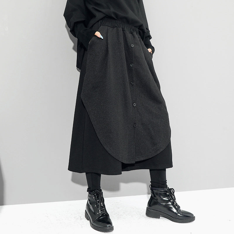 Fake Two-piece Casual Loose Stitching Irregular Wide-leg Pants