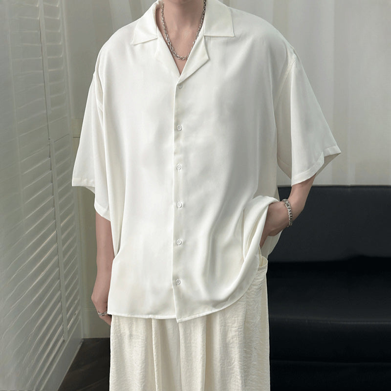 Cuban Collar Ice Silk Loose Casual Shirt
