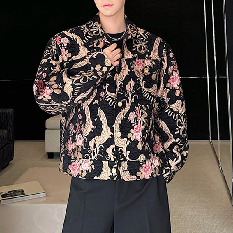 Retro Dragon Pattern Jacquard Short Casual Jacket