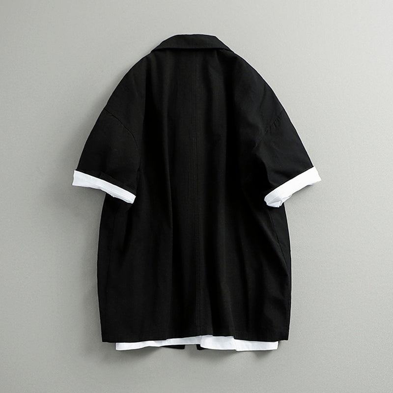 Cotton Japanese Retro Wooden Horn Button Shirt