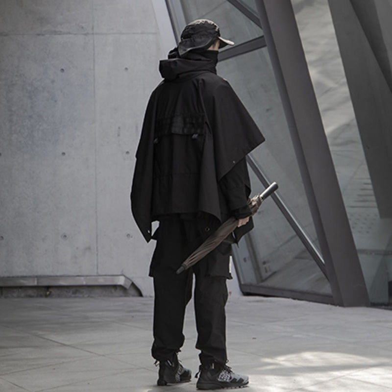 Waterproof Punk Hooded Dark Cape Techwear Jacket