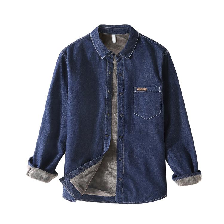 Plush Thick Denim Long Sleeve Shirt