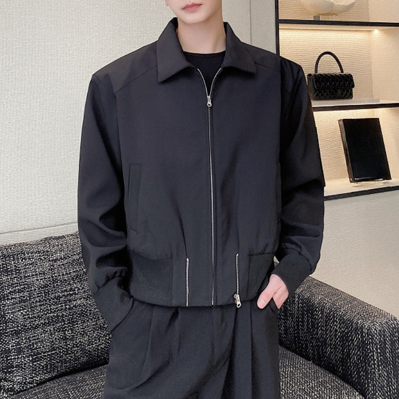 Zip-up Slim-fit Lapel Jacket