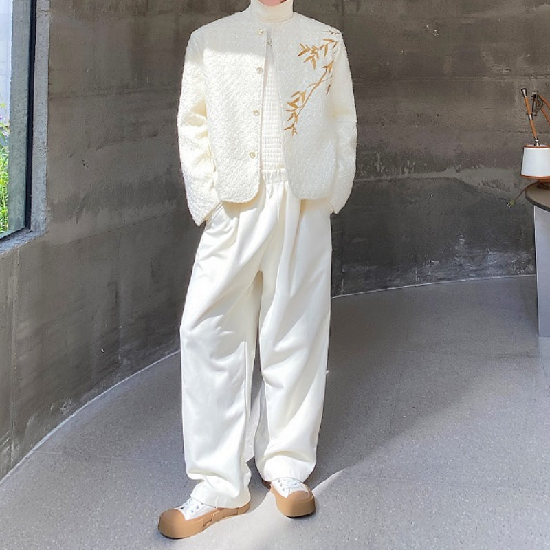 Embroidered Woven Wool Short Jacket