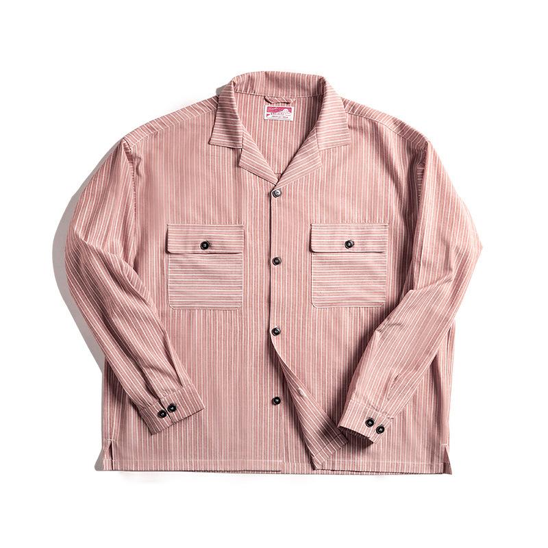 Vintage Oversize Striped Cuban Collar Shirt