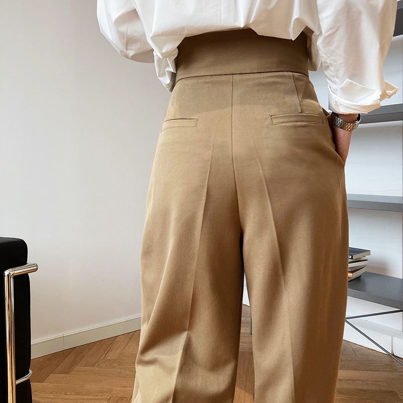 High Waist Pleated Suit Loose Wide Leg Pants