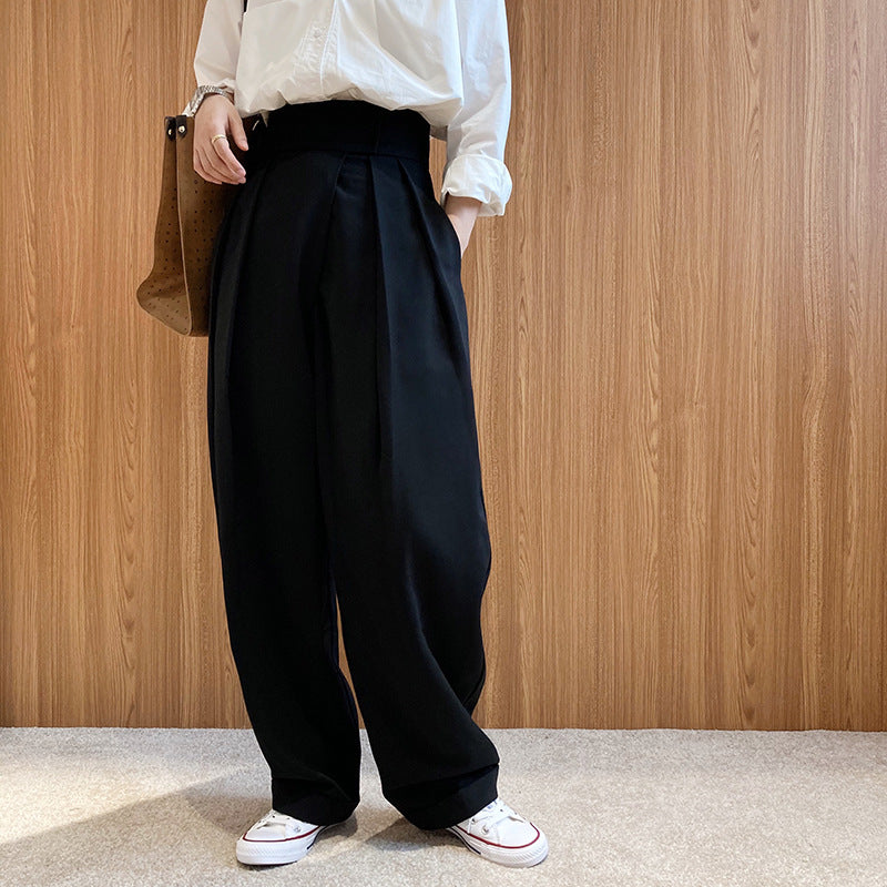 High Waist Pleated Suit Loose Wide Leg Pants