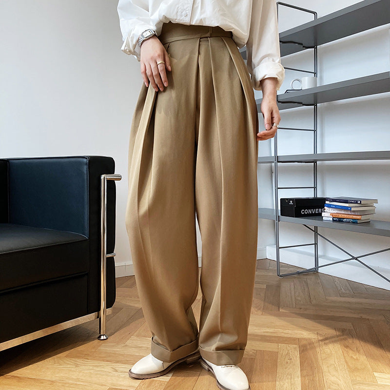 High Waist Pleated Suit Loose Wide Leg Pants