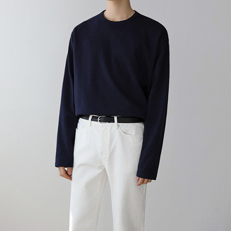 Solid Color Long Sleeve Casual T-Shirt