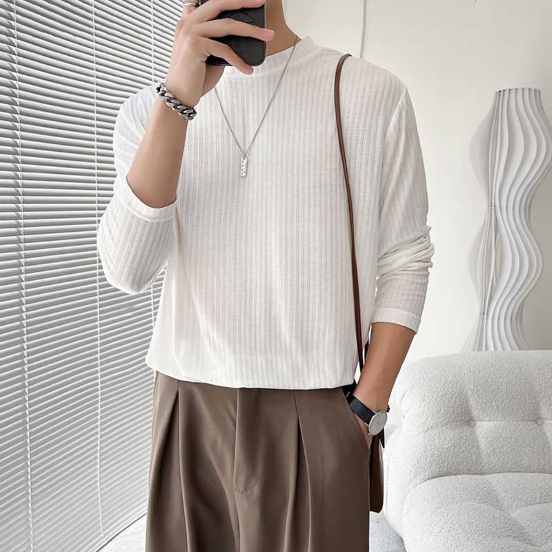 Versatile Striped Long Sleeve Bottoming T-shirt