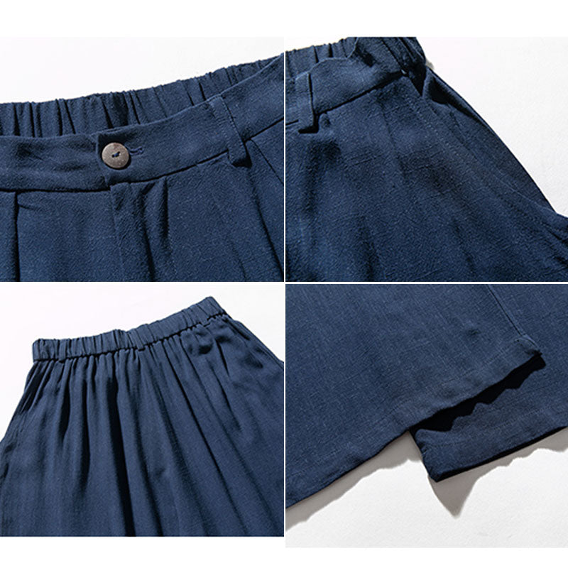 Loose Solid Straight-leg Pants