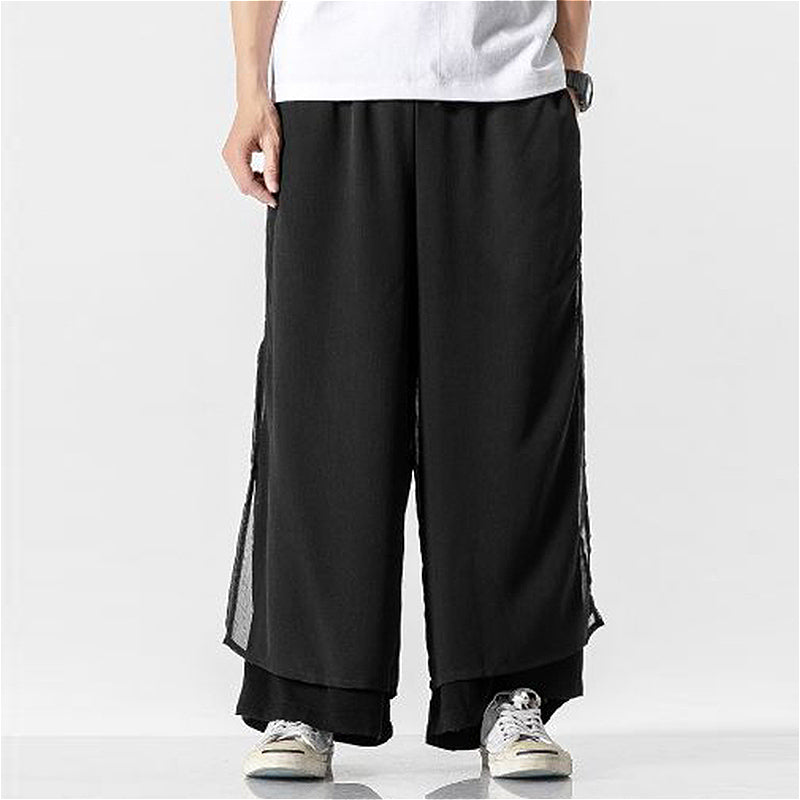 Double-layered Wide-leg Loose Trousers