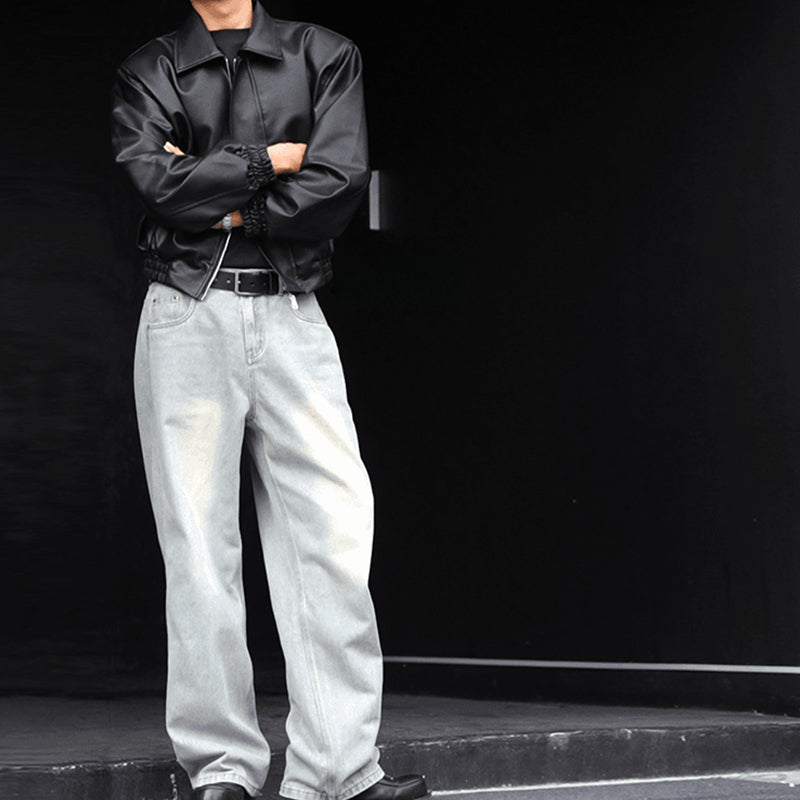 Vintage Padded Leather Short Jacket