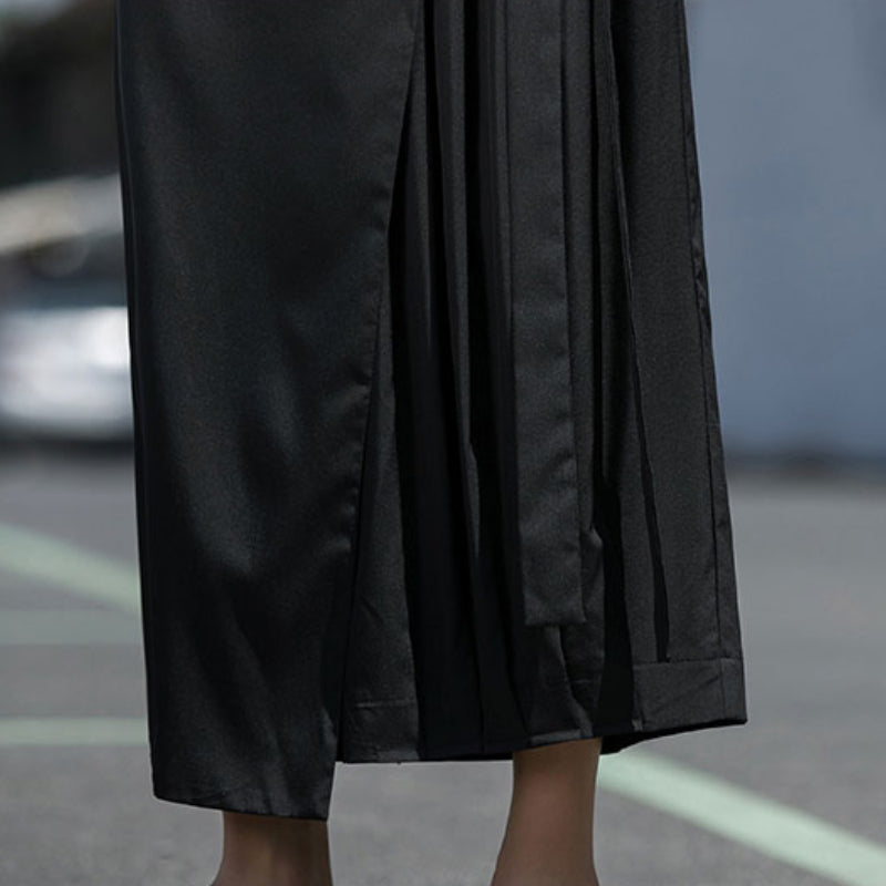 Fake Two-piece Thin Strappy Loose Pleated Pants