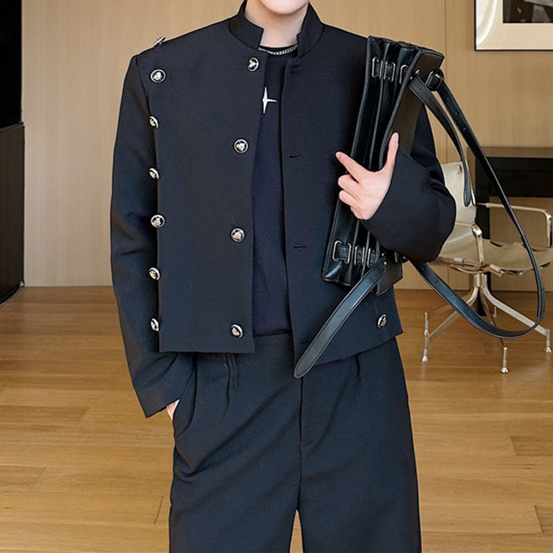 Stand Collar Multi-button Short Jacket