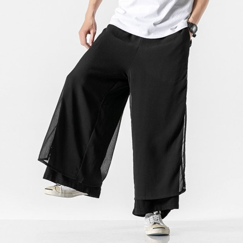 Double-layered Wide-leg Loose Trousers
