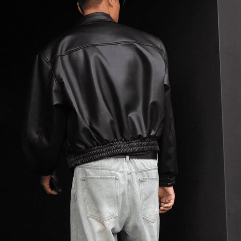 Vintage Padded Leather Short Jacket