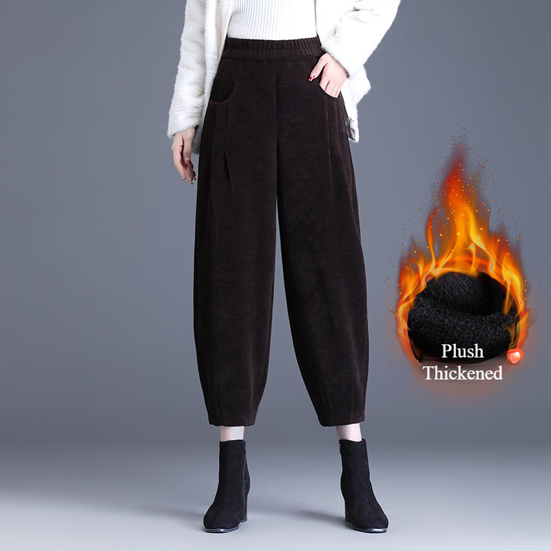 Plush High Waist Loose Thickened Corduroy Harem Pants