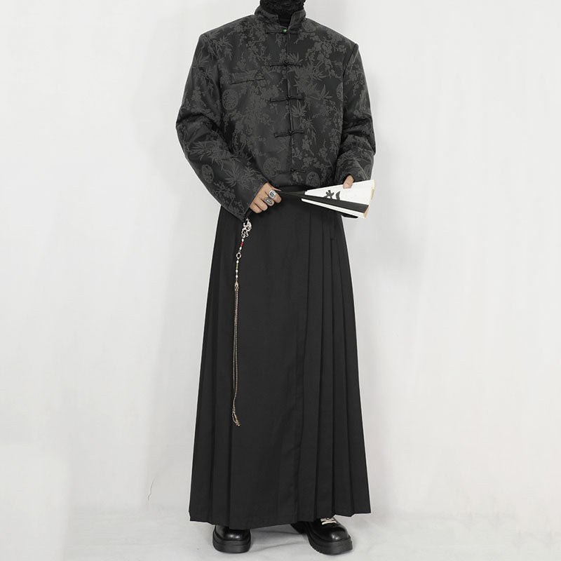 Embossed Pattern Stand Vollar Short Leather Jacket