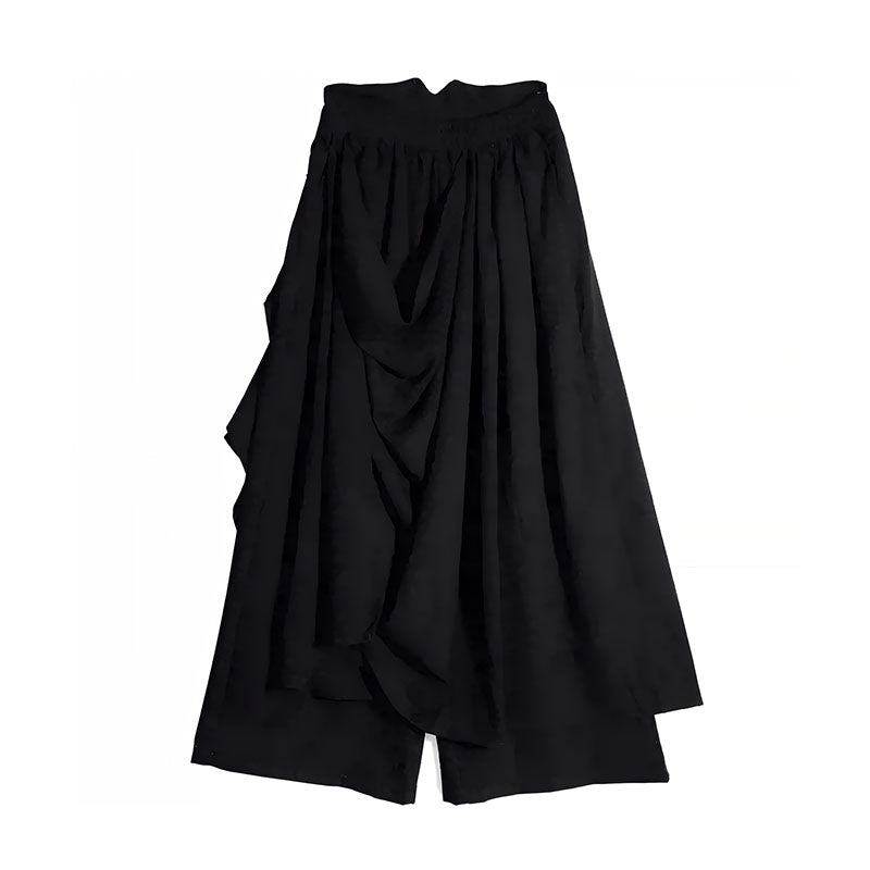 Double-layer Irregular Pleated Retro Skirt Pants