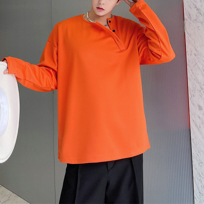 Slanted Loose Long-sleeved T-shirt