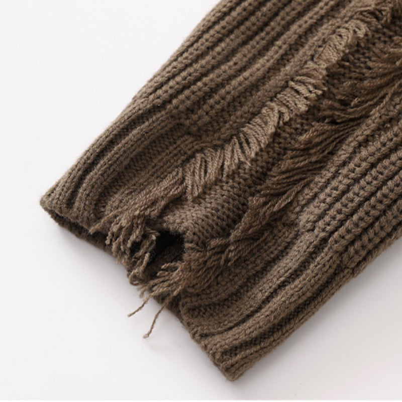 Raw Edge Star Pattern Cardigan Sweater