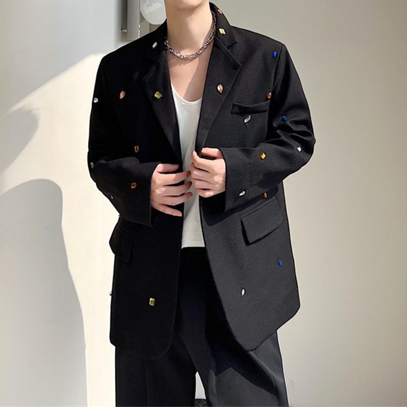Multicolored Rhinestone Decoration  Blazer