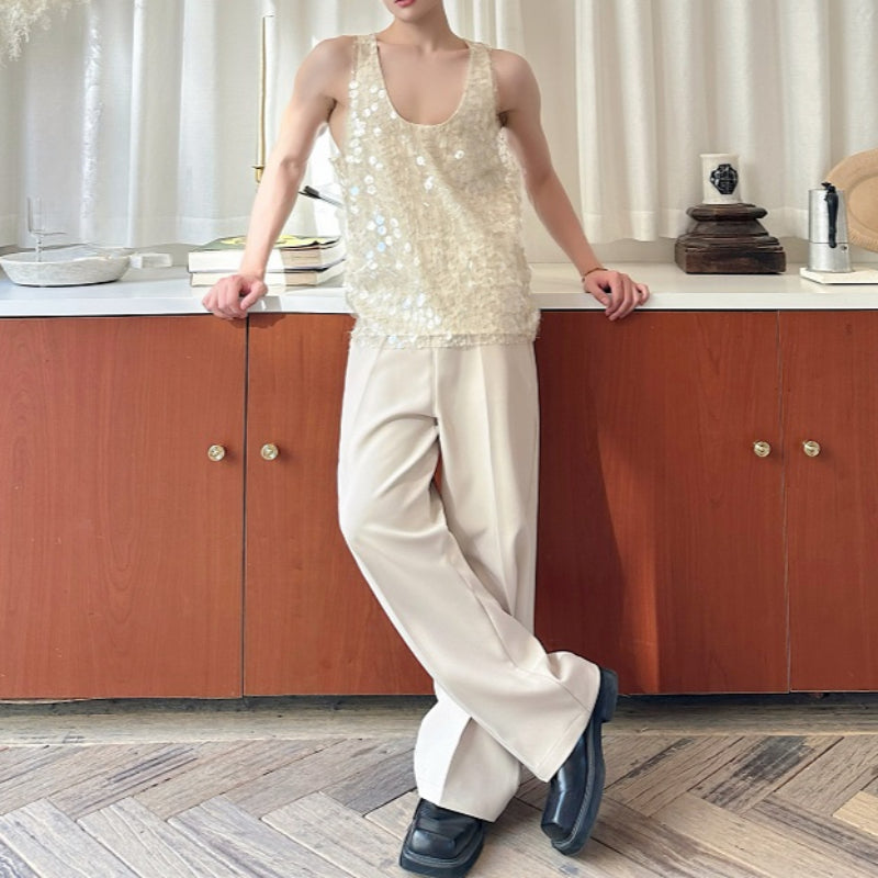 Embroidered Sequined Double Mesh Vest