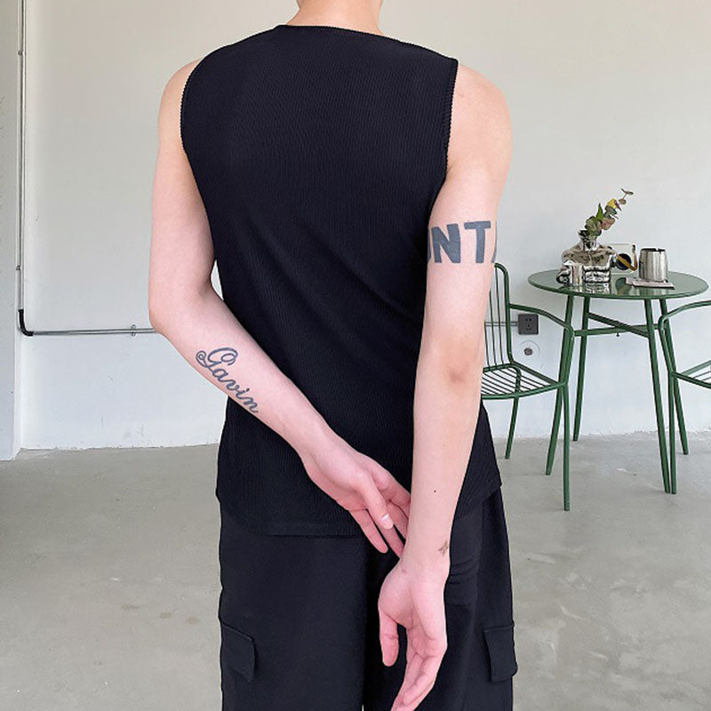 Slim Fit Deconstructed Zip Panel Tank Top