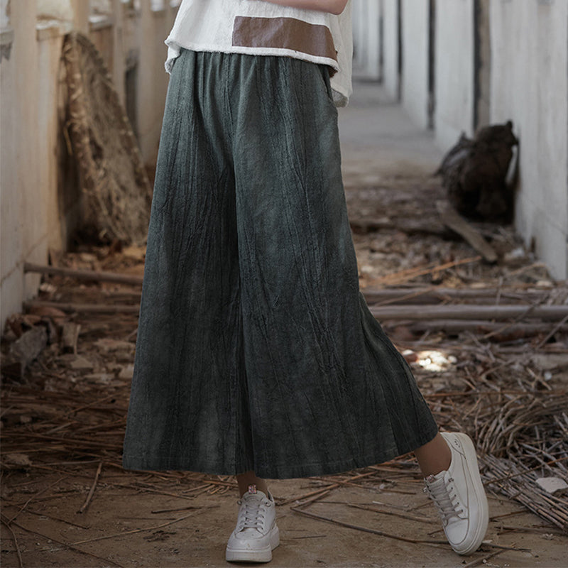 Tie-dyed Elastic Waist Wide-leg Pants