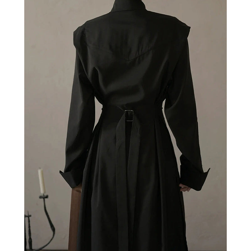 Adjustable Waistband Slits Long Shirt