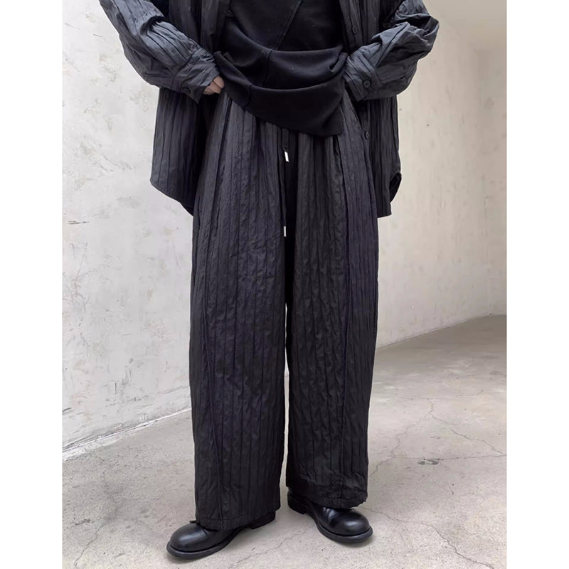 Vertical Thick Embossed High Waist Pants