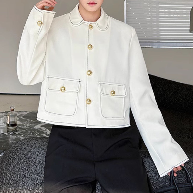 Solid Color Lapel Short Jacket