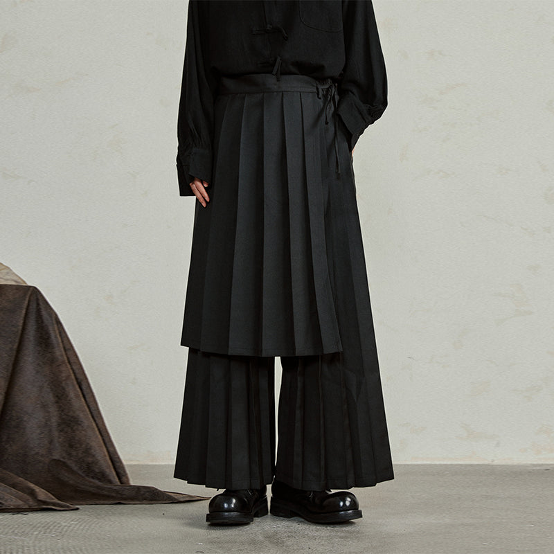 Detachable Samurai Wide Leg Pleated Culottes