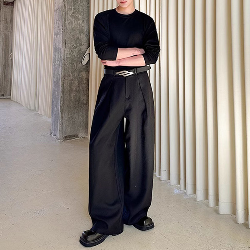 Drape Wide-leg Casual Suit Trousers