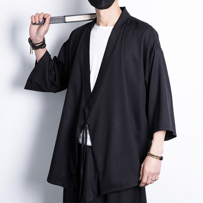 Three-quarter Sleeve Loose Tie Cardigan