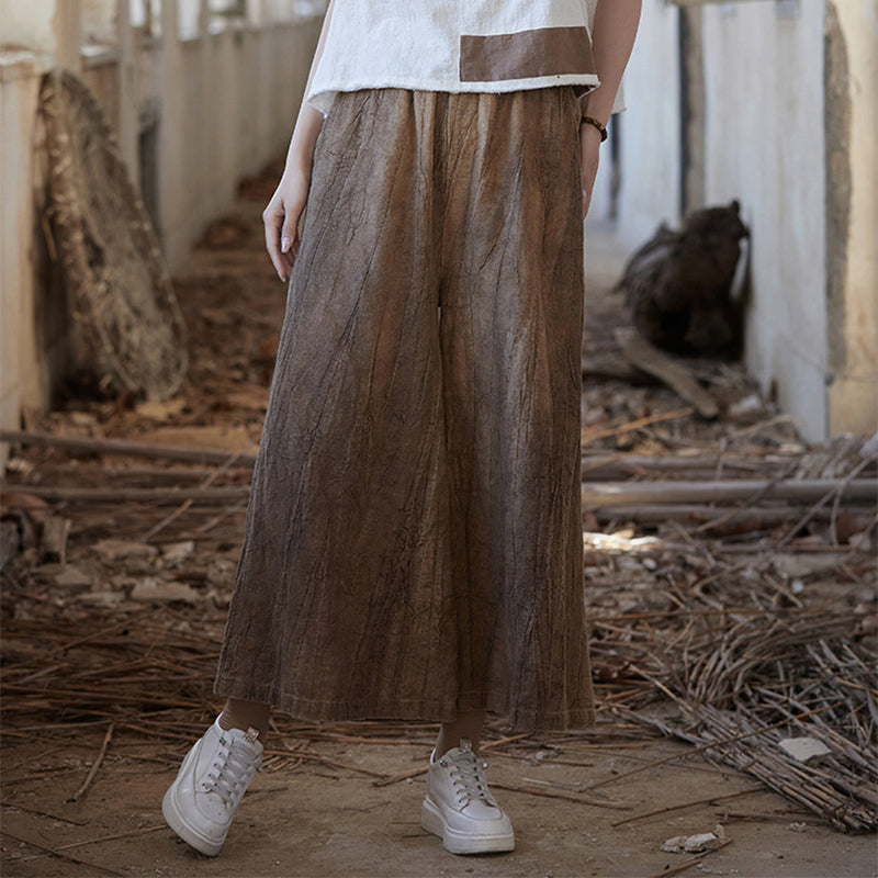 Tie-dyed Elastic Waist Wide-leg Pants