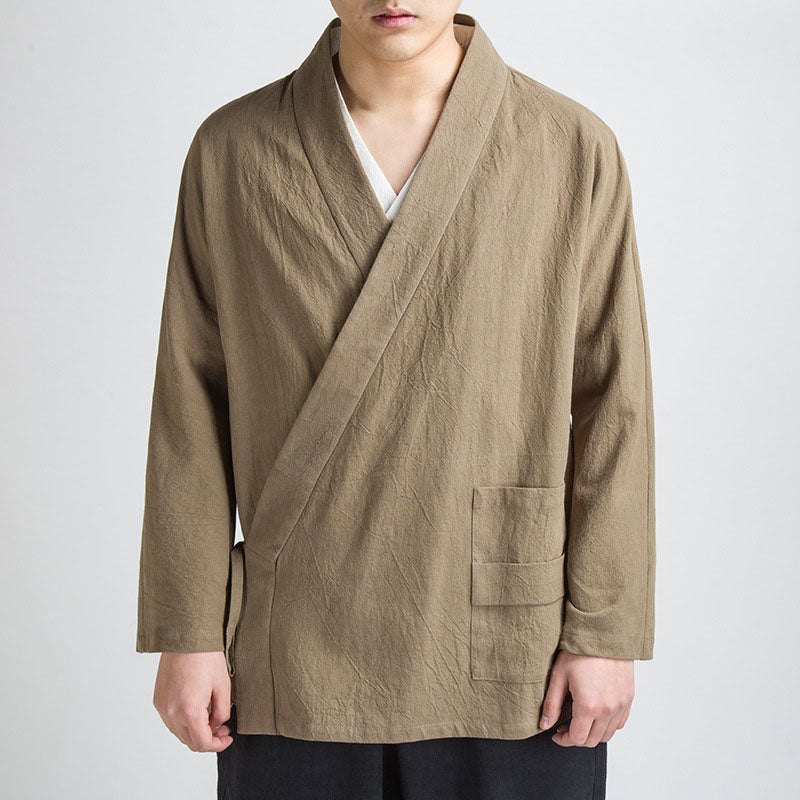 Cotton Linen Diagonal Tang Suit Top
