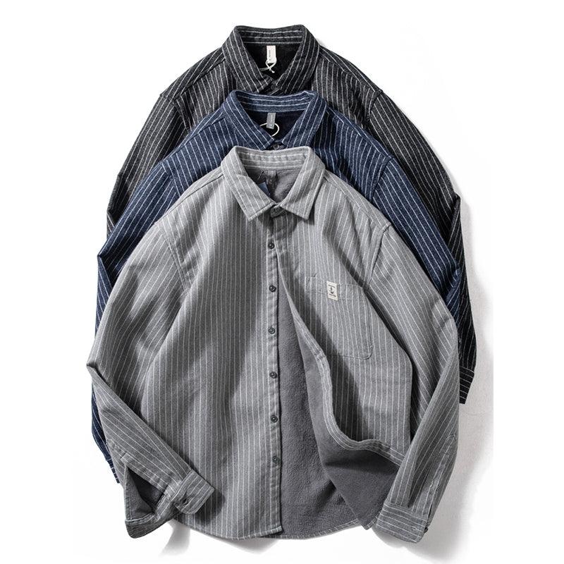 Striped Retro Slim Fit Casual Shirt Top