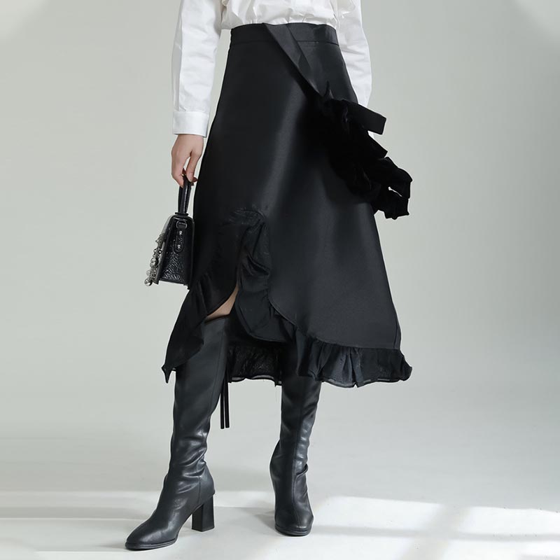 Detachable Straps Irregular Panel Ruffle Skirt