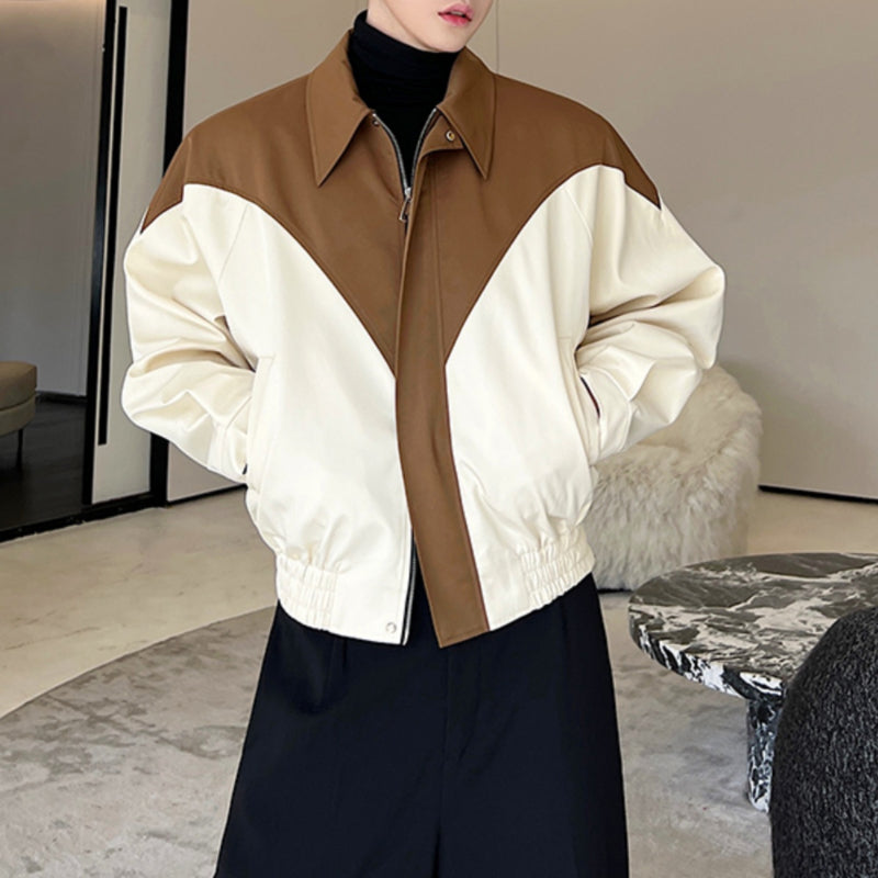 Retro Contrast Lapel Silhouette Jacket