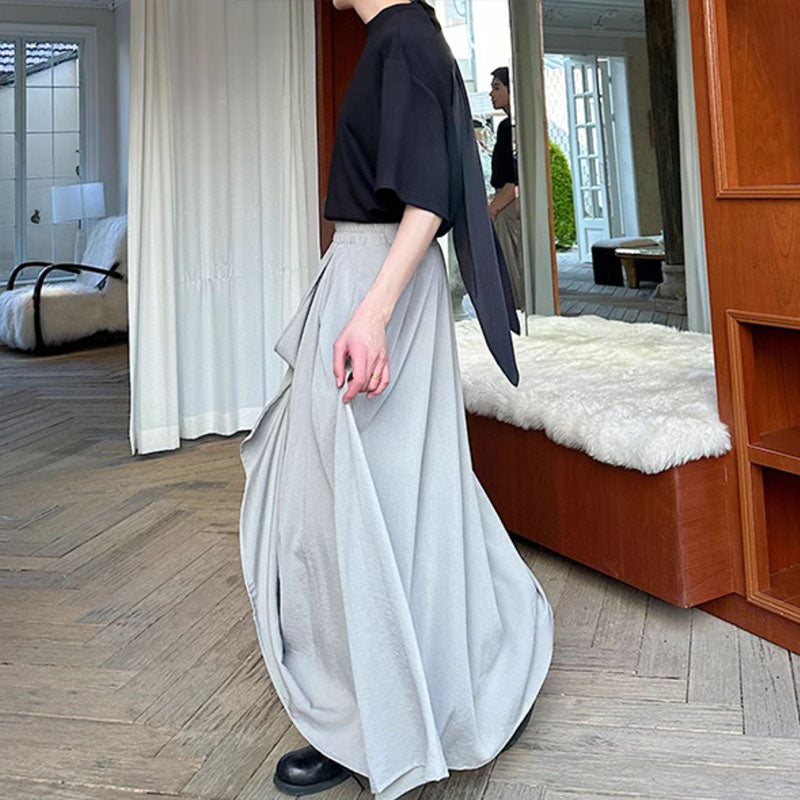 Double-layer Irregular Pleated Retro Skirt Pants