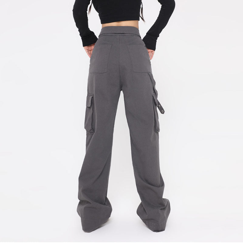 Waist Lapel Side Pockets Buttons Trousers